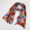 Senhora Multicolor Polyester Voile Geometry Scarf Shawl